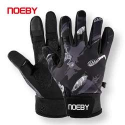 Noeby-Wear Resistant Winter Fishing Gloves for Men Women, Fishing Tackle, Slip Proof, Sliding Screen, Warm, Ice Fishing, Hunting