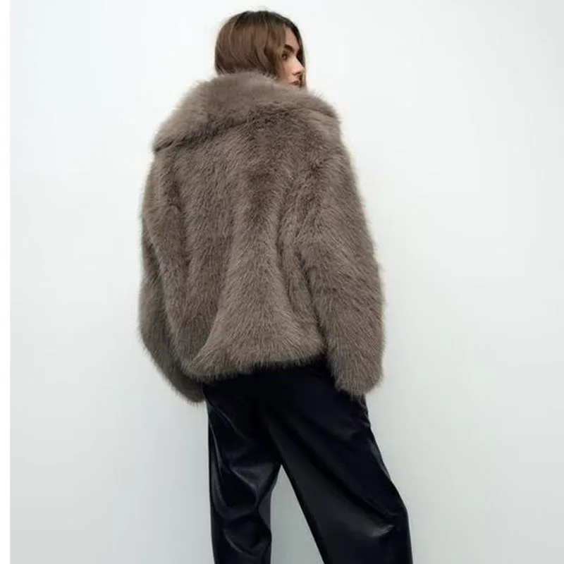 Women Imitation Fox Fur Faux Fur Elegance Women For Coat 2025 New Autumn Winter Turn Over Collar Fur Coat Faux Fox Fur Coat H518
