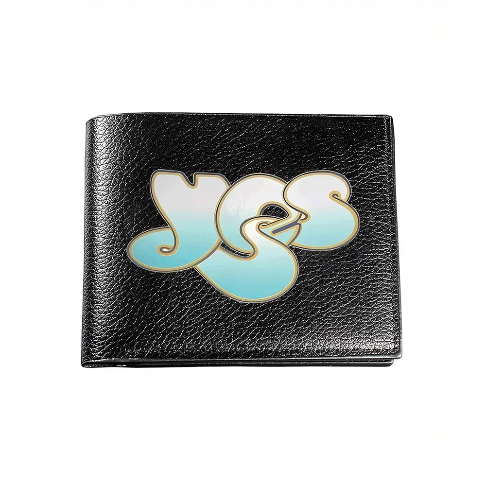 Yes Print Men's Wallet Card Holder, Casual Business Fashion Gradient Logo Black Modern Accessory For Daily Use