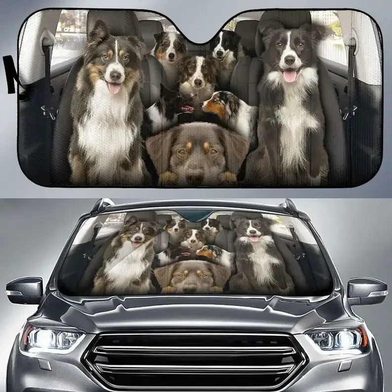 Australian Shepherd X Border Collie Auto Sun Shade06 Customized Gift Car Accessories, Custom Animal Pattern Sunshade,