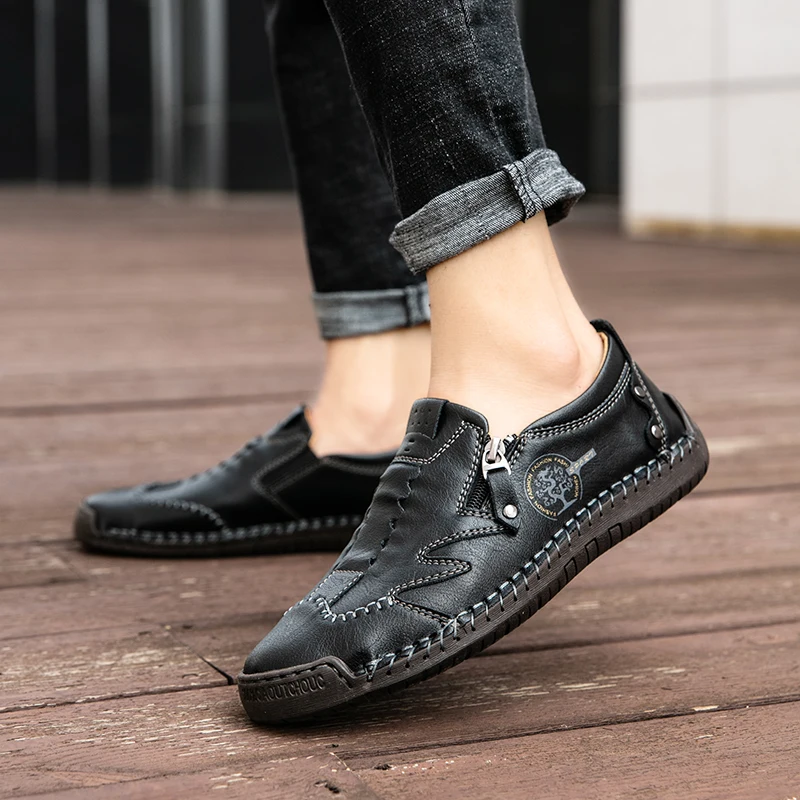 Brand Flat Men\'s Casual Shoes Handmade Soft Leather Loafers Hot Sale Men Driving Shoes Sneakers Moccasins Big Size Outdoor Shoes