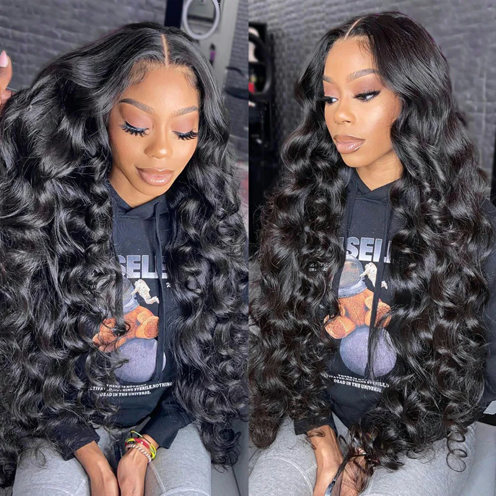 13x6 Glueless HD Lace Front Human Hair Wigs Pre Plucked Malaysia Virgin Hair 13x4 Loose Body Wave Transparent Lace Frontal Wigs