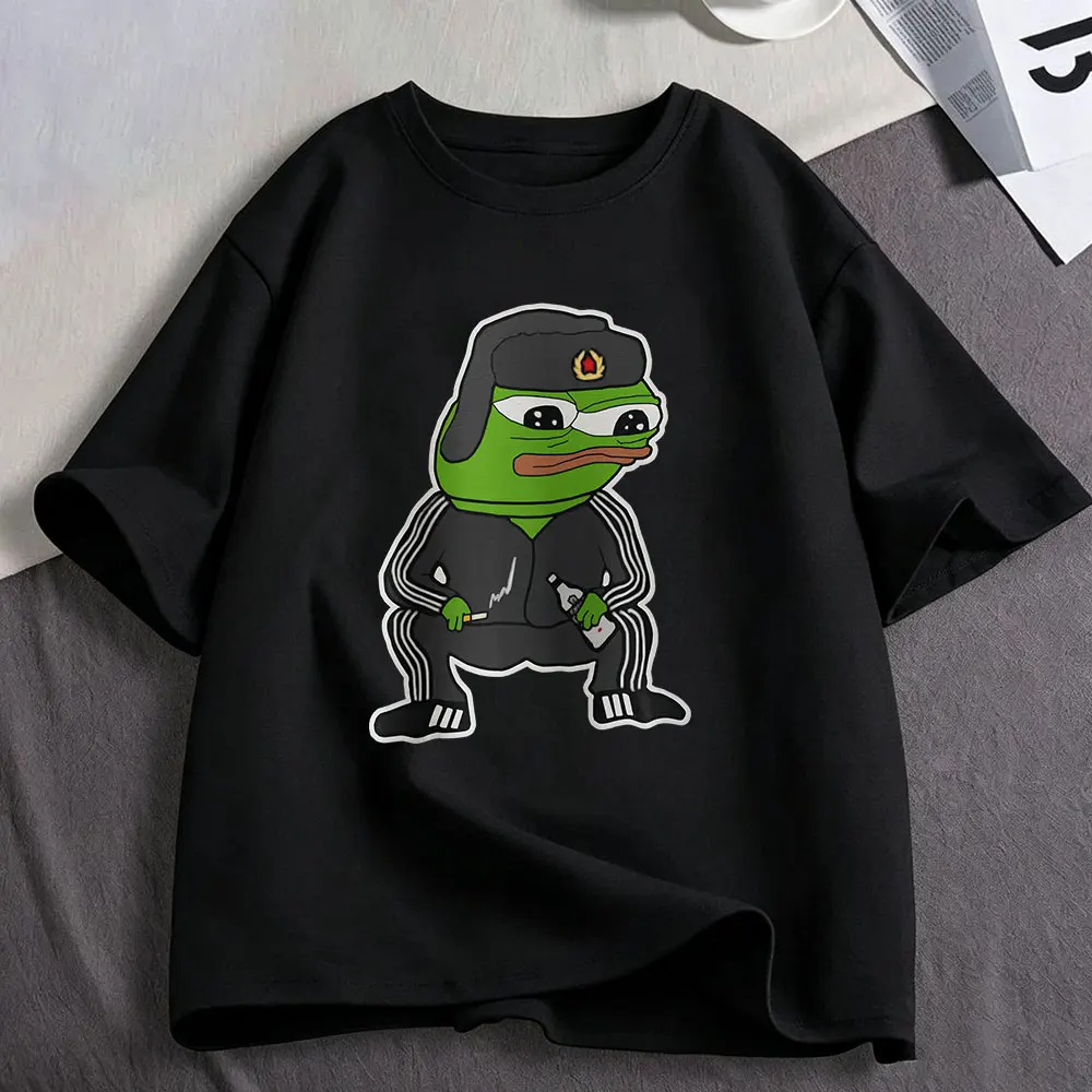 Slav Squat Pepe The Frog Fren Russian Meme Funny Print T-shirt Men Women Clothing Cotton Casual Fashion Short Sleeve T-shirts