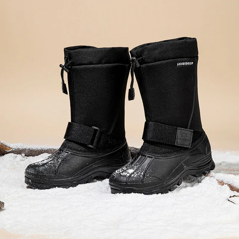 Bottes de neige imperméables coordonnantes pour hommes, doublure en peluche, bottes de rinçage de ski en plein air, confortables, chaudes, hiver