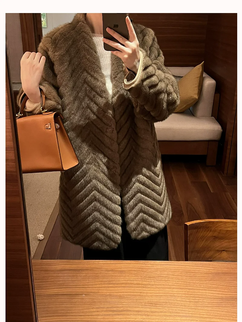 인조 모피 넥 랩 코트 여성용 카니발 배트윙 소프트 바이커 스타일 판초 여성용 따뜻한 허리 조임 스트레이트 슬림