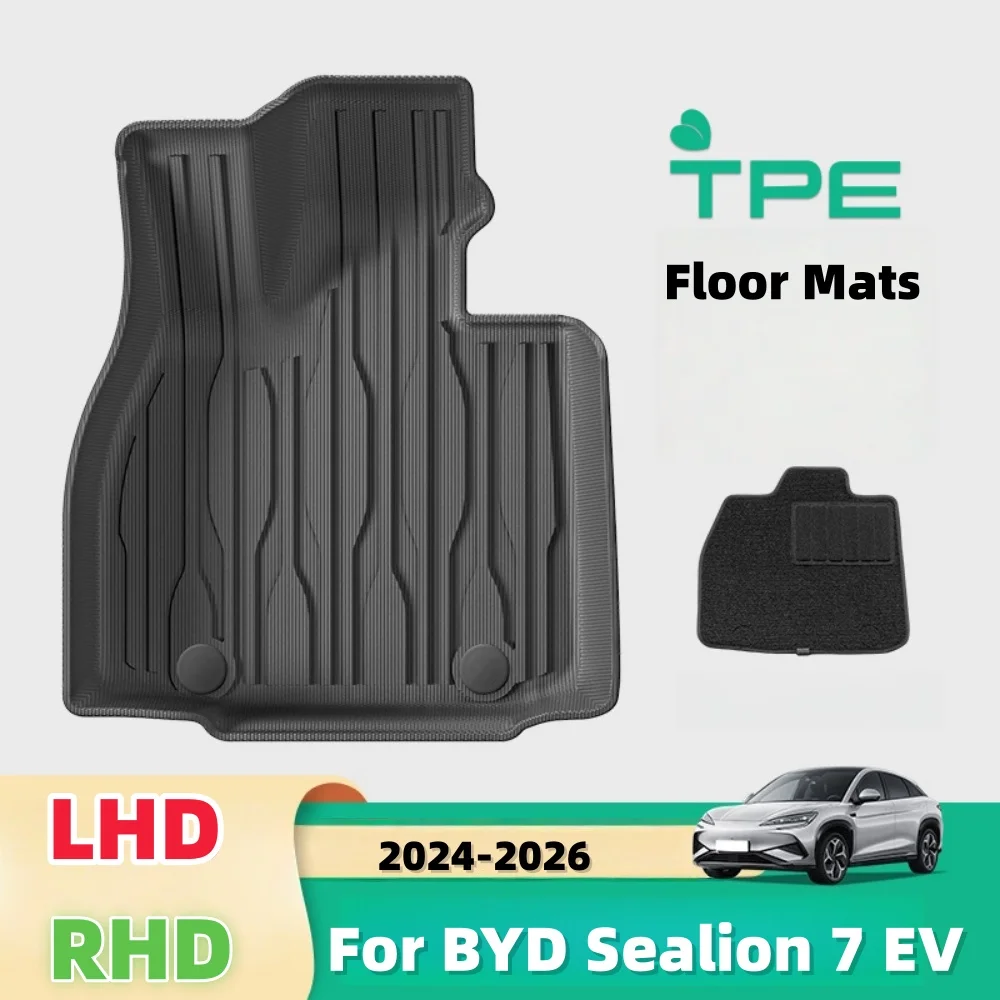 

For BYD Sealion 7 EV 2024-2026 RHD TPE Floor Mats All Weather Front Rear Cargo Liner Trunk Mat blanket Waterproof Anti-Slip LHD
