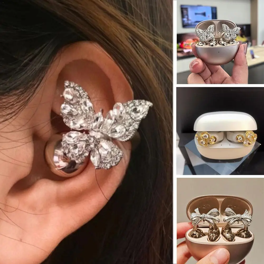 Crystal Zircon Earphone Clip Open-Ear Jewelry Exquisite Design Earphone Accessory Flash Diamond Personalized Wireless Earbuds
