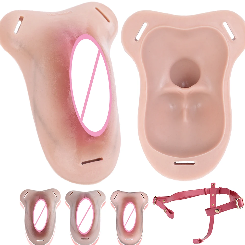 SXXY Men Wearable Ultra Realistic Fake Vagina Chastity Lock Device Penis Concealable Insertable Design Soft Adult Erotic Toys
