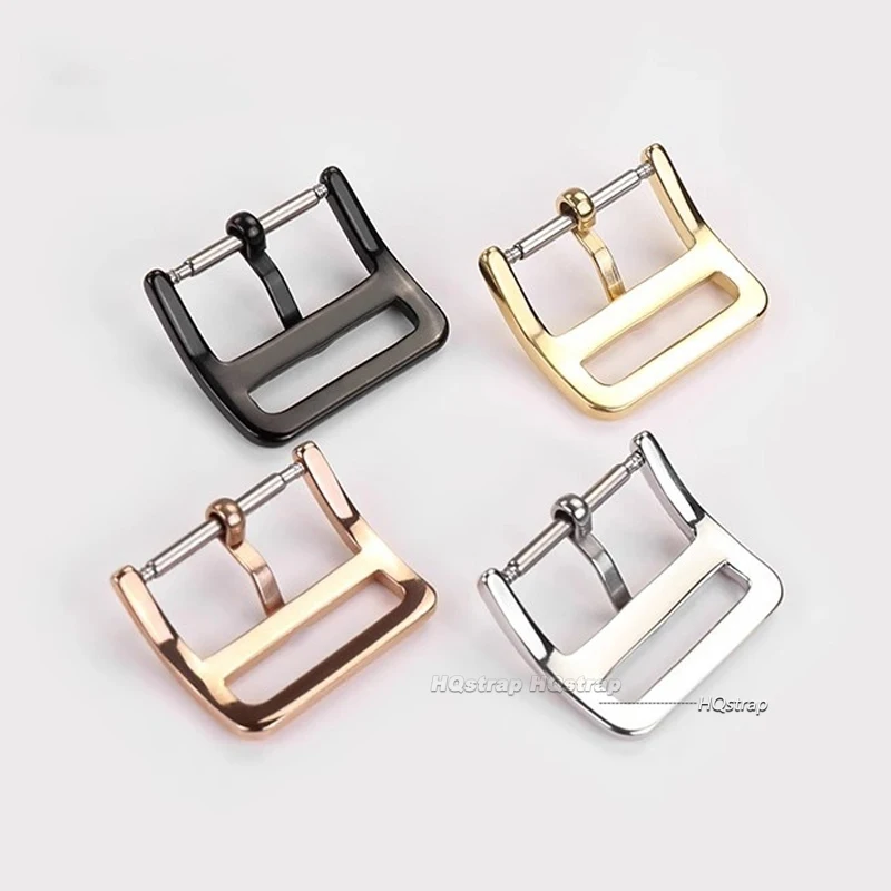 Stainless Steel Watch Buckle 12 14 16 17 18 20mm 22mm Watchband Solid Square Button Black Rose Gold Silver Metal Polished Clasp