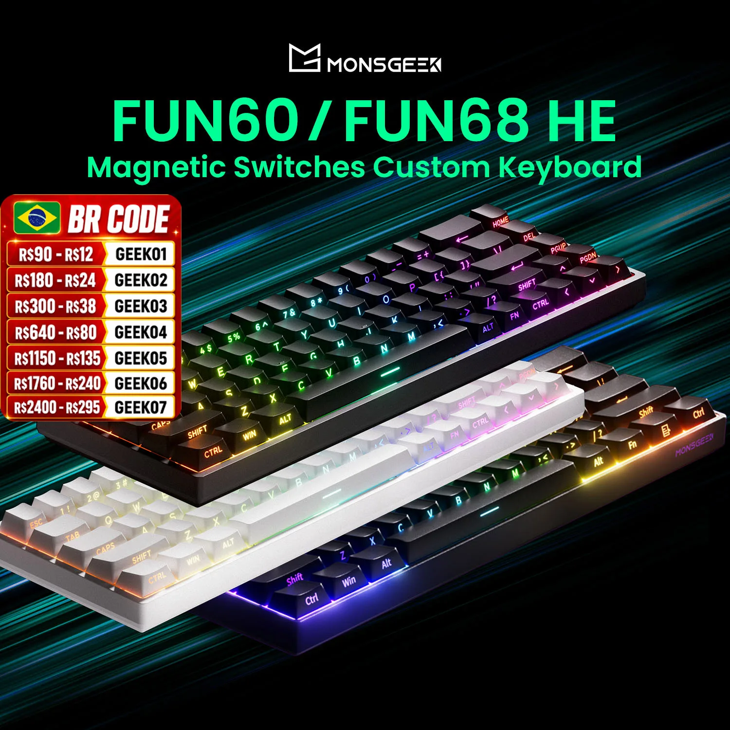 Foto detalhada de Akko MonsGeek FUN68 FUN60 PRO & MAX HE Teclado magnético para bancada de manutencao B2B