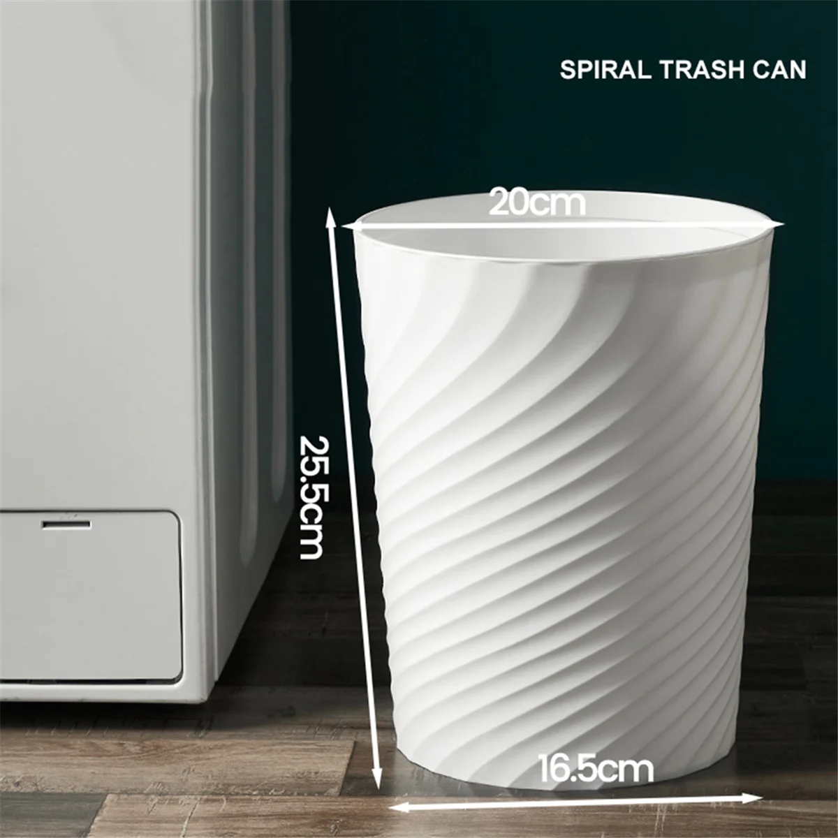 trash can Plastic Small Trash Can Wastebasket, Garbage Container Basket for Bathrooms, Kitchens, Offices, Dorms, (White)