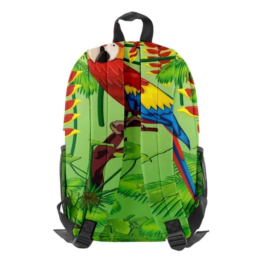 Cartoon Cool Youthful School Bags Unisex Flower Bird Parrot Travel Bags 3D Print Oxford Waterproof Notebook Shoulder Backpacks