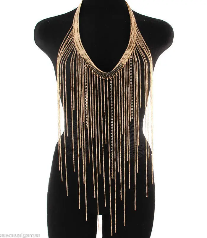 2024 Tassel rhinestone body necklace Women\'s body chain Clothing accessories