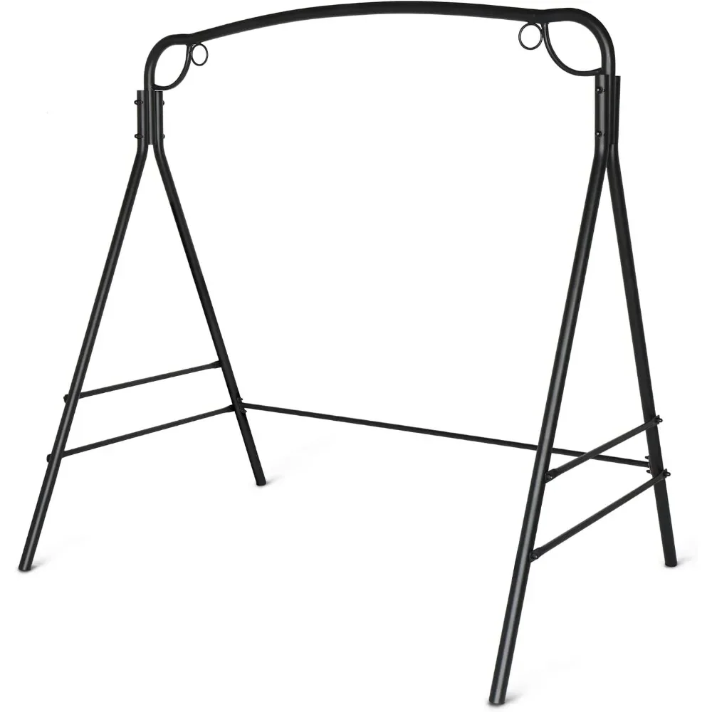 Upgraded Metal Porch Swing Stand with Black Finish, Heavy Duty 660 LBS Weight Capacity Steel Swing Frame with Extra Side Bars