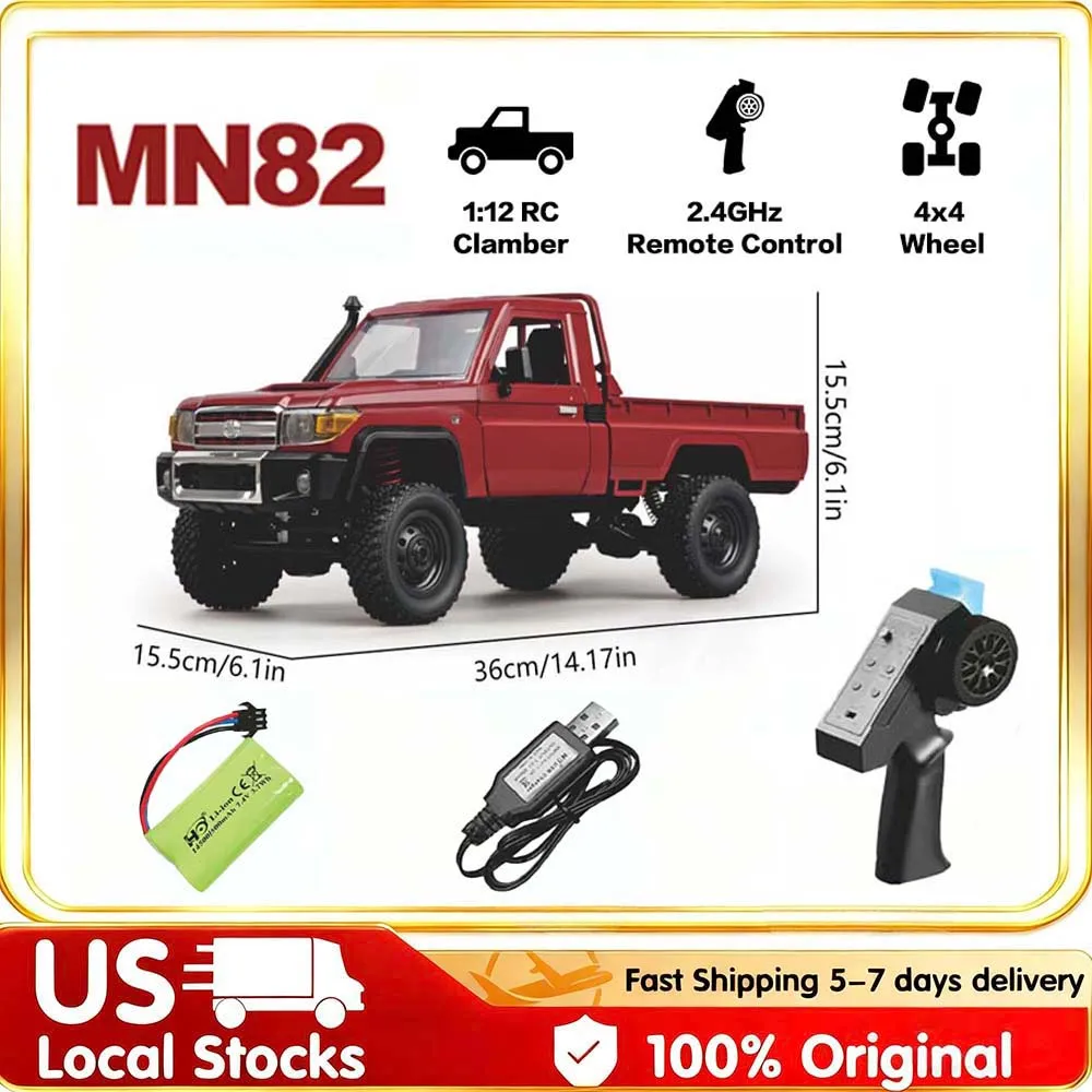 

MN82 1:12 Retro RC Car with Lights 4 WD Remote Control Pickup Truck Model 2.4G Climbing Car Toy for Children Outdoor Play Gifts