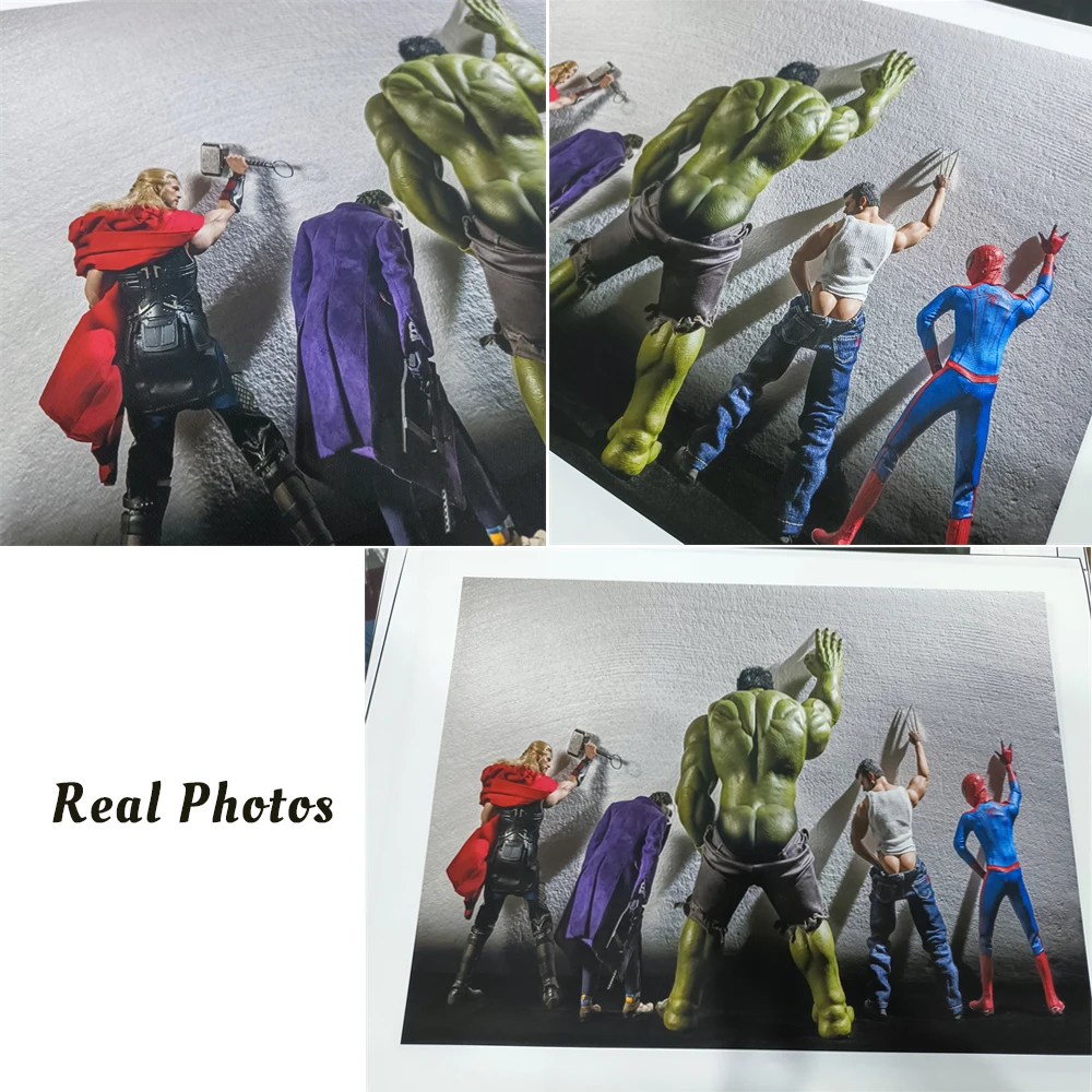 Pintura en lienzo de superhéroe divertido para decoración de pared de baño, póster de Spiderman, Hulk, Thor en el inodoro, imagen de decoración de