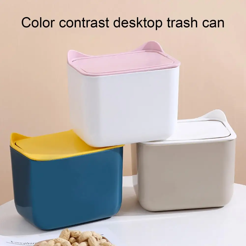 Table Dustbin Cover Large Capacity Burr free Space Saving Multipurpose Storage Tiny Desktop Garbage Basket for Kitchen