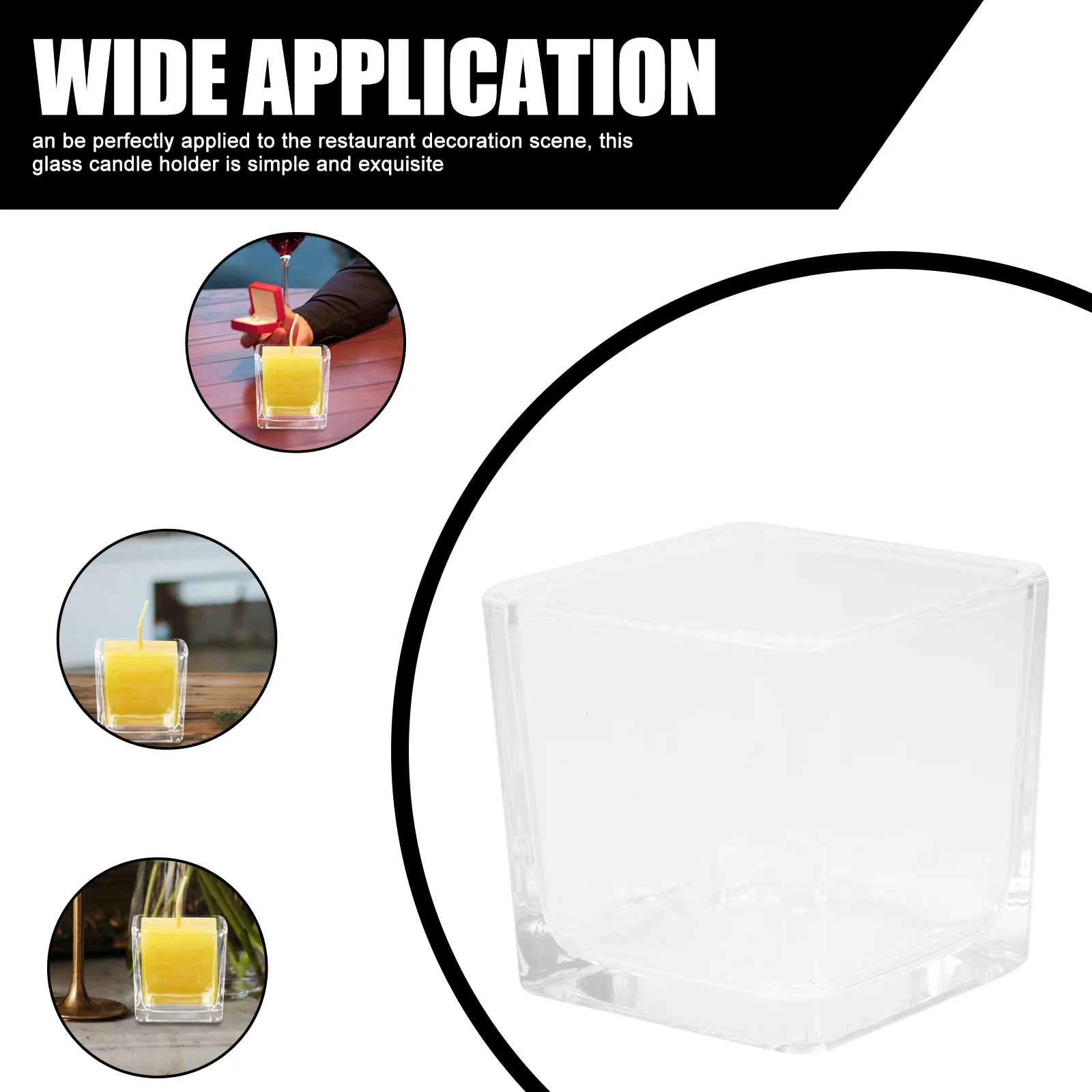 

4Pcs Glass Cup Holder Square Clear Design Exquisite Workmanship Tealight Holders Decorative