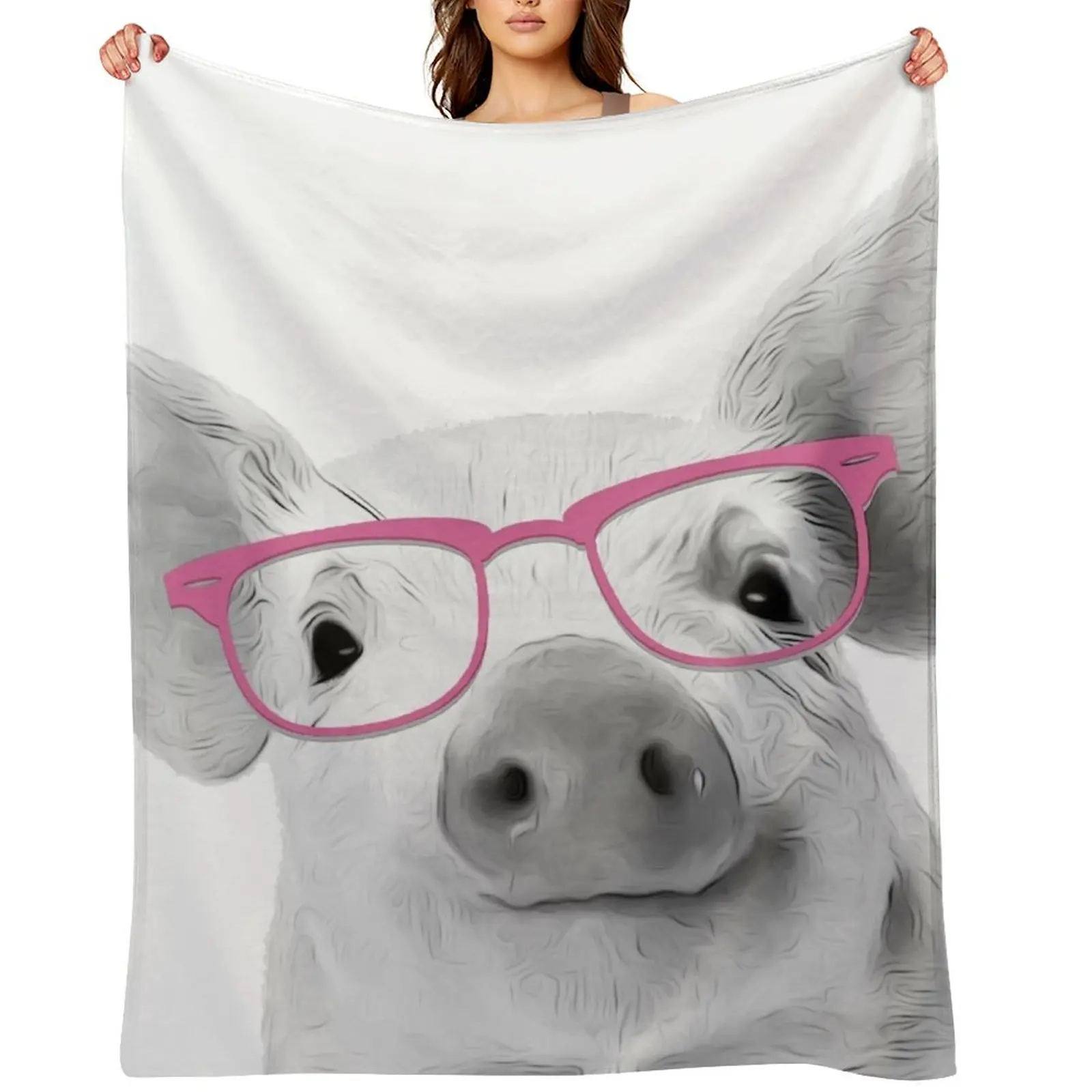 

Pig Portrait Poster, animal, nature, wildlife, bacon, farm Throw Blanket Nap Custom cosplay anime Retros Blankets