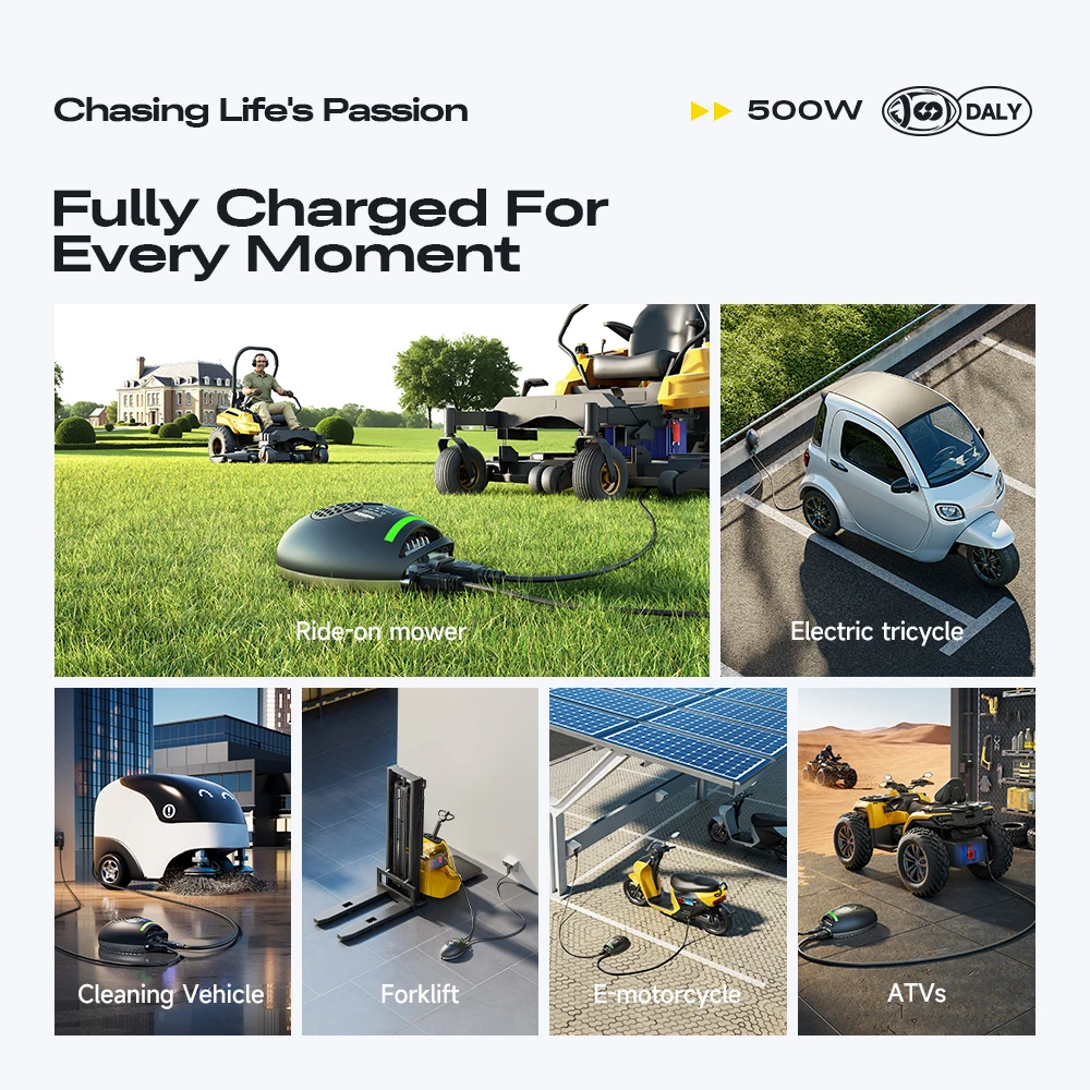 DALY Battery Charger Lithium LifePO4 NMC LFP 24v 36v 48V 60v 72v 500W  Golf Carts Klifts AGV Anderson Plug