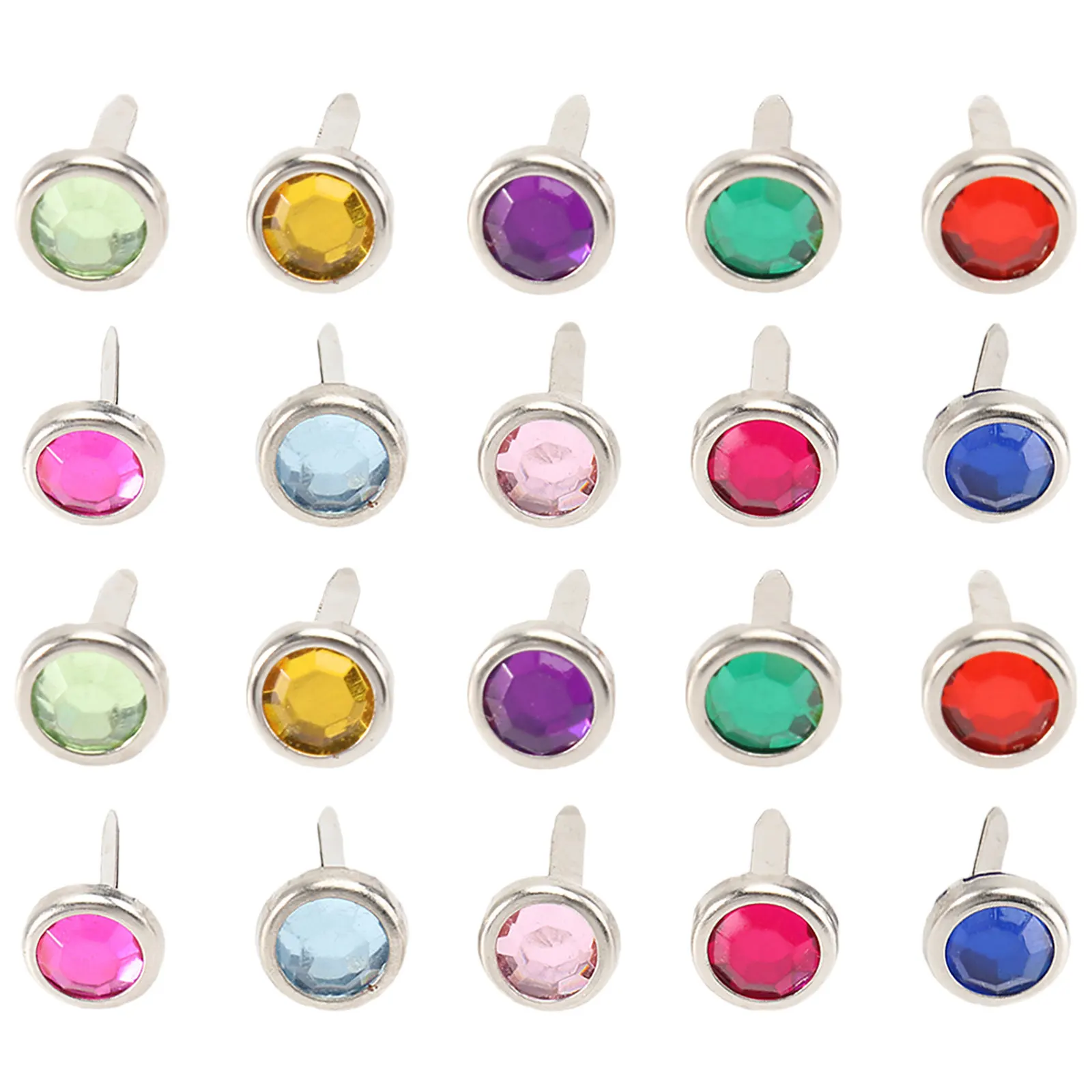 100Pcs Mini Round Brads Acrylic Two Prong Nails Pastel Colors Easy Use for Scrapbooking Craft Fasteners Photo Ribbon Holding