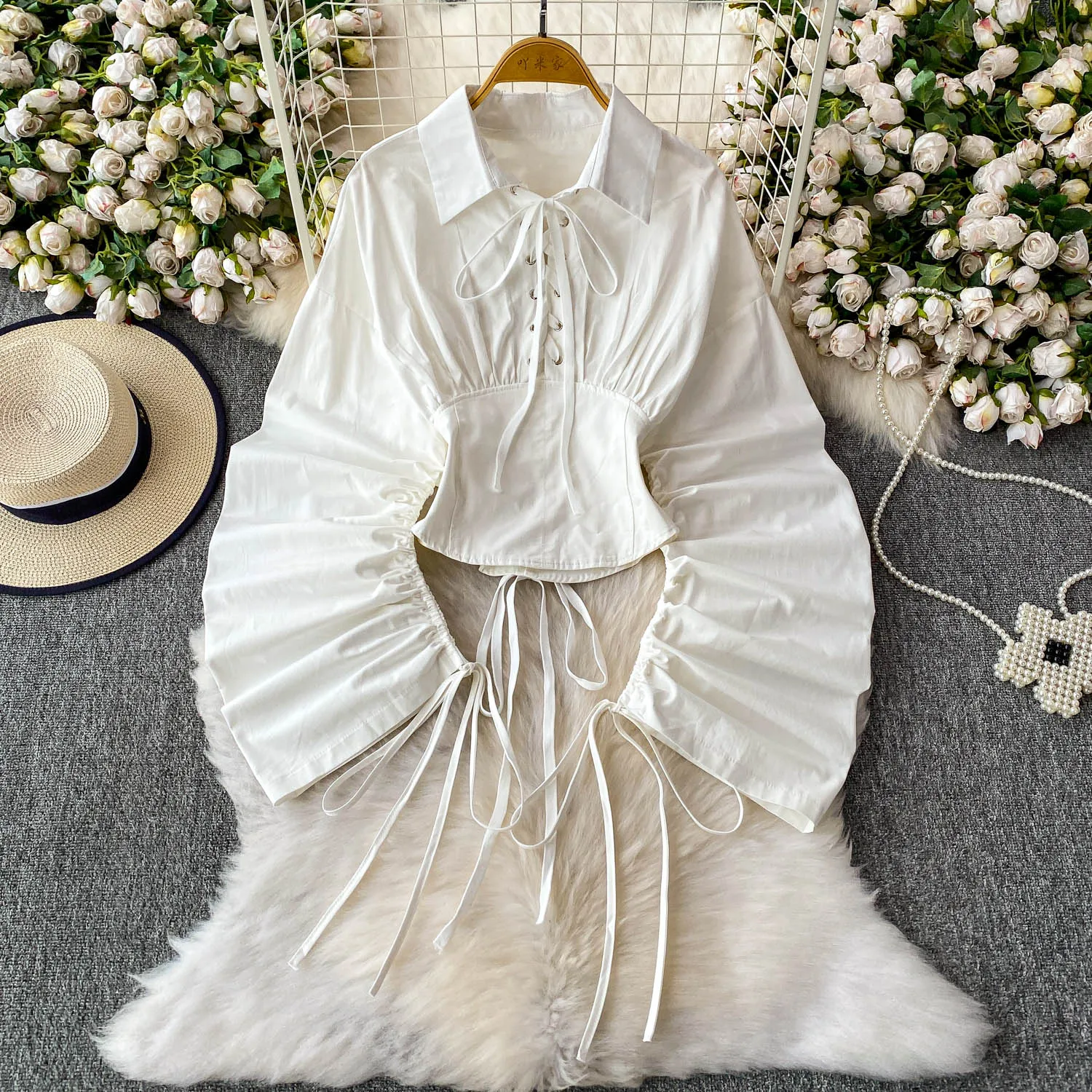 

Модный дизайн, женские рубашки на шнуровке, короткие стильные белые рубашки, горячая распродажа