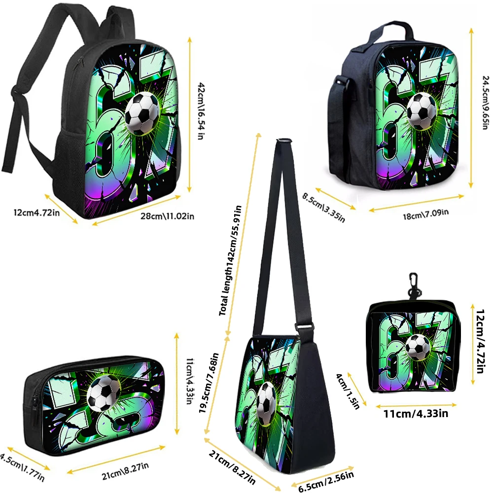 1/2/3/4/5PCS Numbered 6&7 Pattern Backpack Set | The Perfect Choice for School & Travel