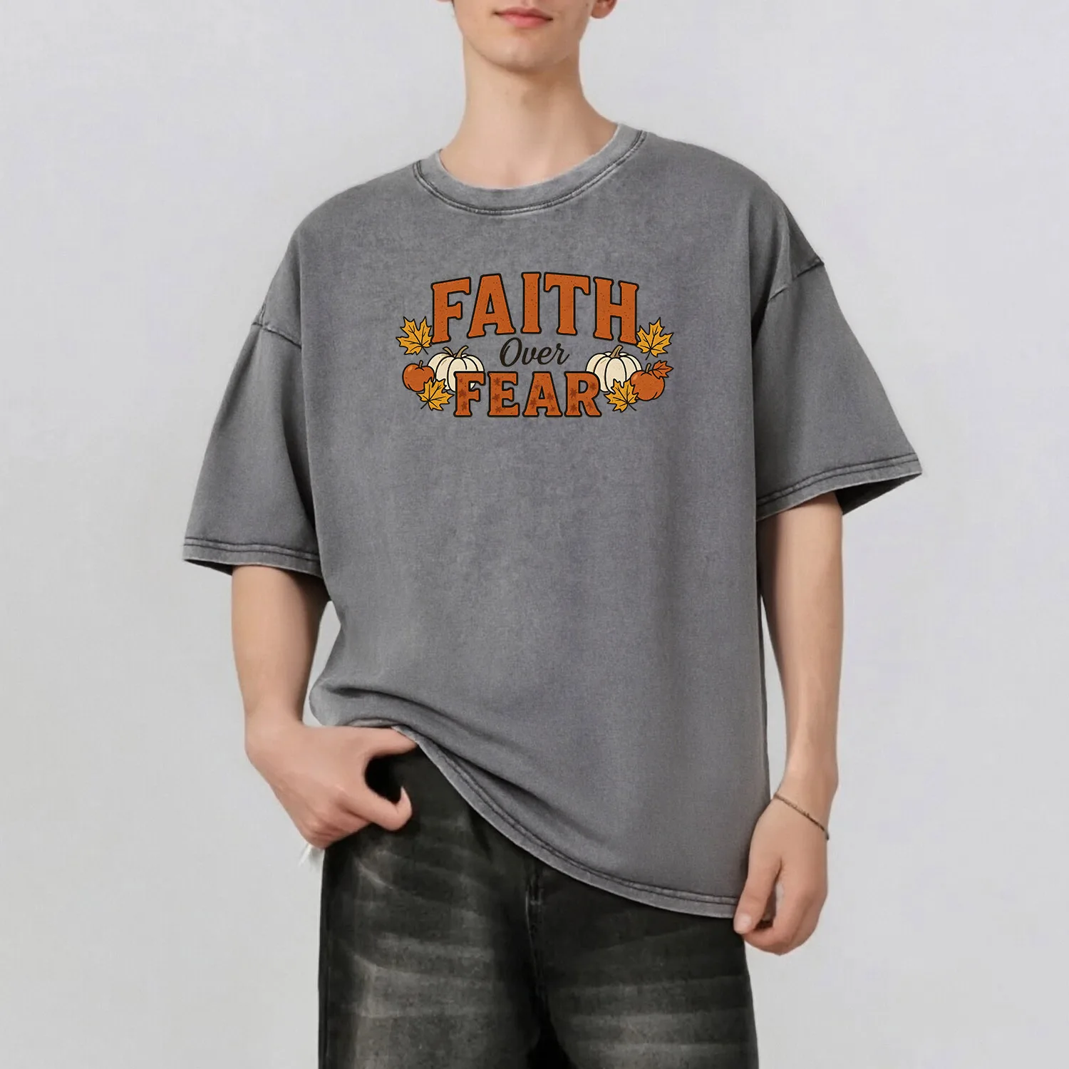 

Мужская летняя футболка с графическим принтом «Иисус осень» в стиле ретро, повседневная базовая мужская футболка с короткими рукавами, 230 г