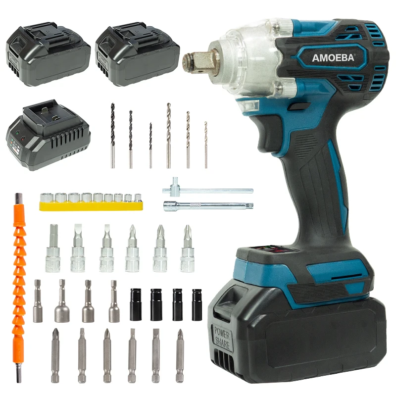 

Best-selling Cordless Impact Wrench Brushless Amoeba Brand Electric Torque Wrench Power Tools High Torque Cordless Wrench