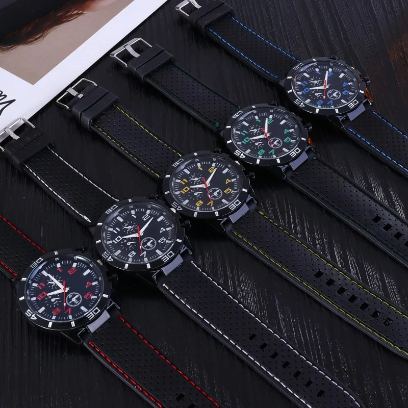 Kegllect Men Quartz Watch Silicone Strap Business Fashion Watches