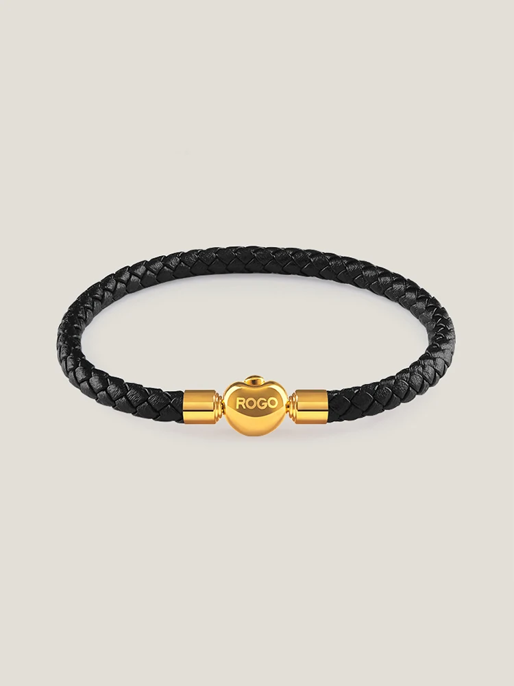 Gelukkige Gouden Schat Echt Gevlochten Lederen Bedelarmband Voor Vrouw Eenvoudige Zwarte Rode Vrouwelijke Sieraden Accessoires Cadeau - afbeelding 2
