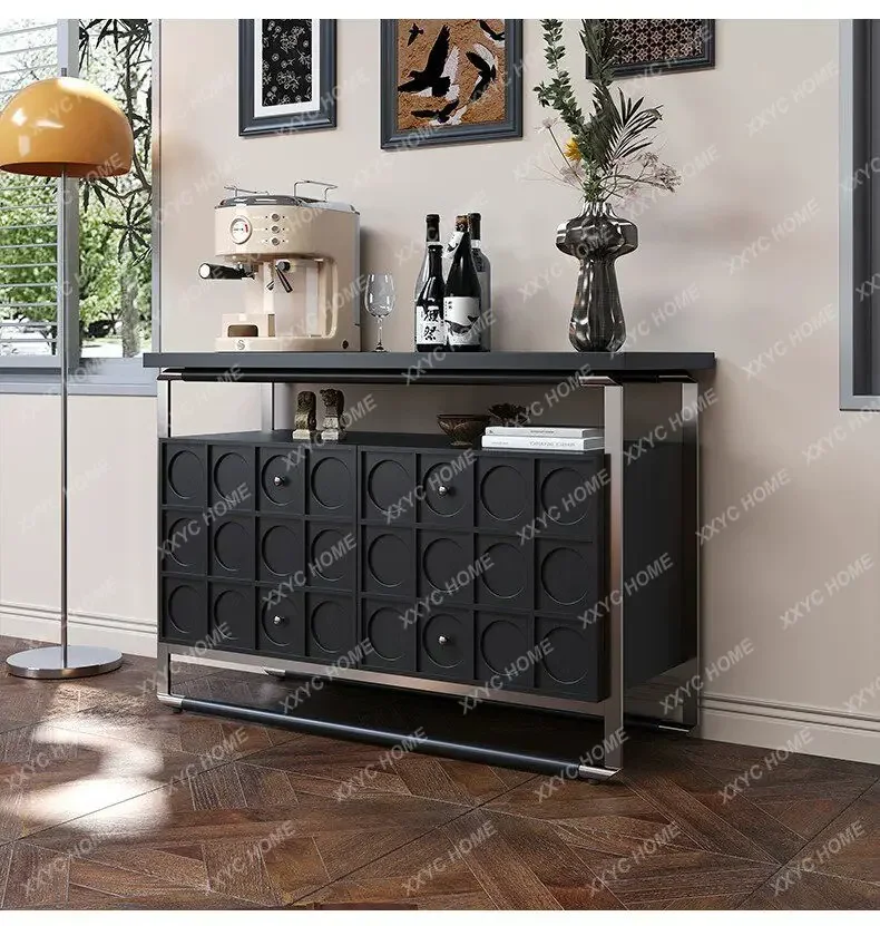 Retro solid wood porch cabinet Medium and ancient style dining side cabinet against the wall Multi-layer storage cabinet