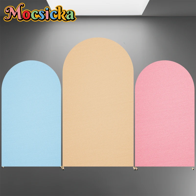 

Mocsicka Solid Color Arch Backdrop Cover Soft Fabric Black White Pink Decors Adult Wedding Baby Birthday Party Arched Background