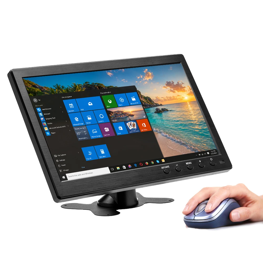 Podofo 10,1 Zoll Rückfahrmonitor 1024*600 TFT LCD HD Digitalbildschirm HDMI/VGA/AV/USB/SD Slim UV-Beschichtung PC/TV/DVD-Player für Ford, VW, Toyota Polo, Ford Focus 3, Volvo Überwachungsspiegel