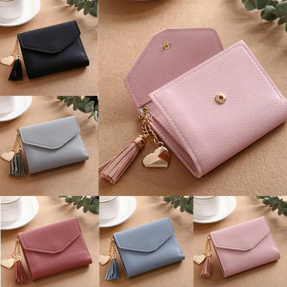

Fashion Women Mini Tassel Wallet Three Fold Female Small Short Wallets Lovely Purse Credit Card Holder Handbag Best Gift for Her