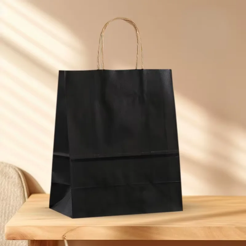 20 Stück anpassbare Logo-Kraftpapiertüten mit Griffen, Geschenkverpackungsbeutel für Geschäft, Kleidung, Hochzeit, Weihnachten, Lieferungen, Handtaschen – Detail 10