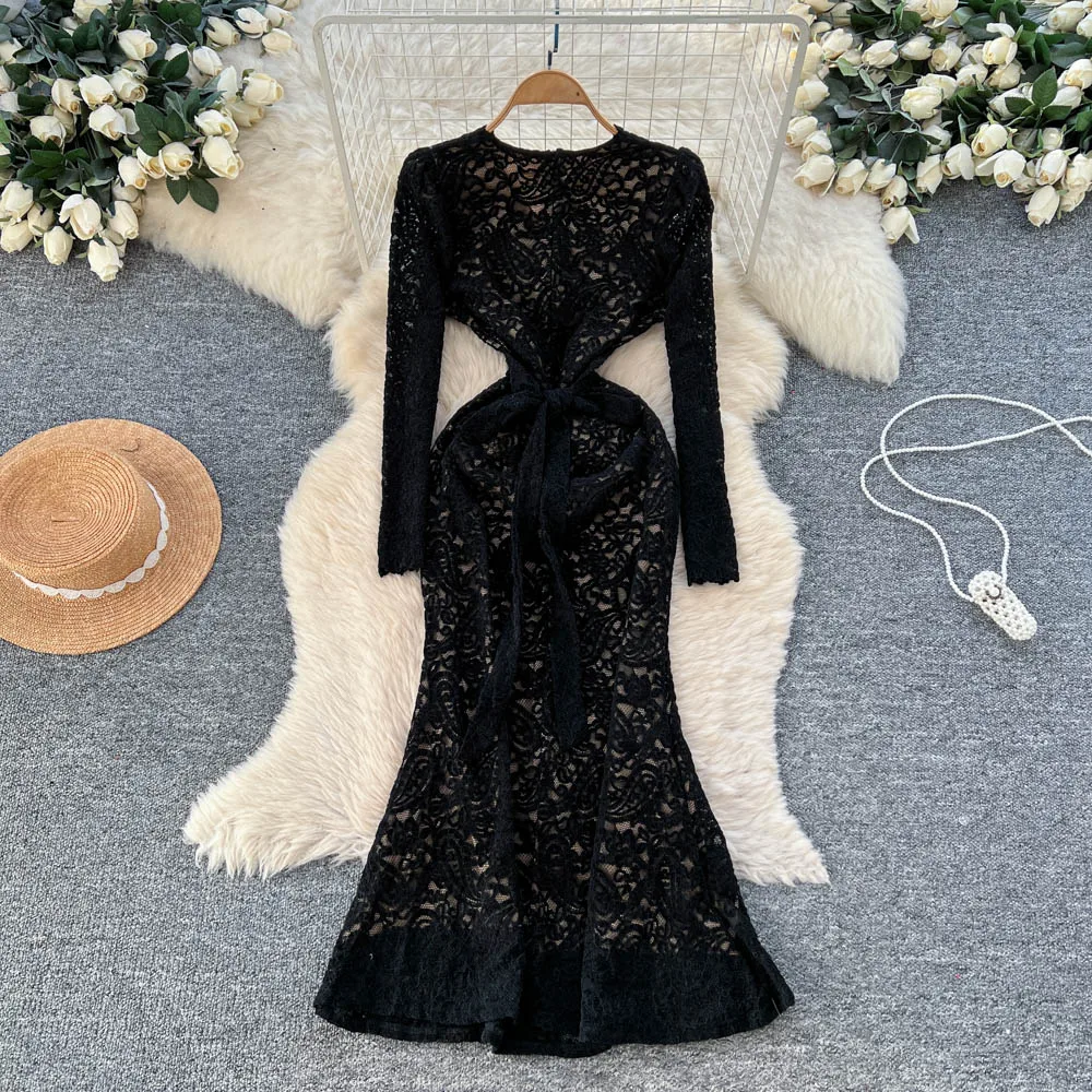 Chic vintage Sexy V-neck lace Ruched Fairy A-line Vacation Women Boho Sundress ceremony dresses