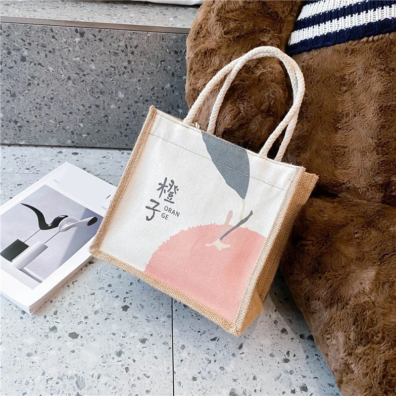 Canvas Lunch Bag Korea Fashion Style Personalized Portable Lunch Bag Food Picnic Bags Print Pattern Picnic Travel Bento Bag