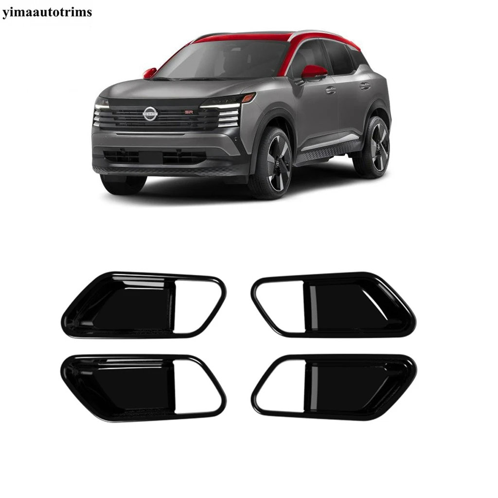 

Car Inner Door Handle Bowl Frame Decoration Cover Trim For Nissan Kicks 2025 2026 ABS Black / Carbon Fiber Accessories Interior