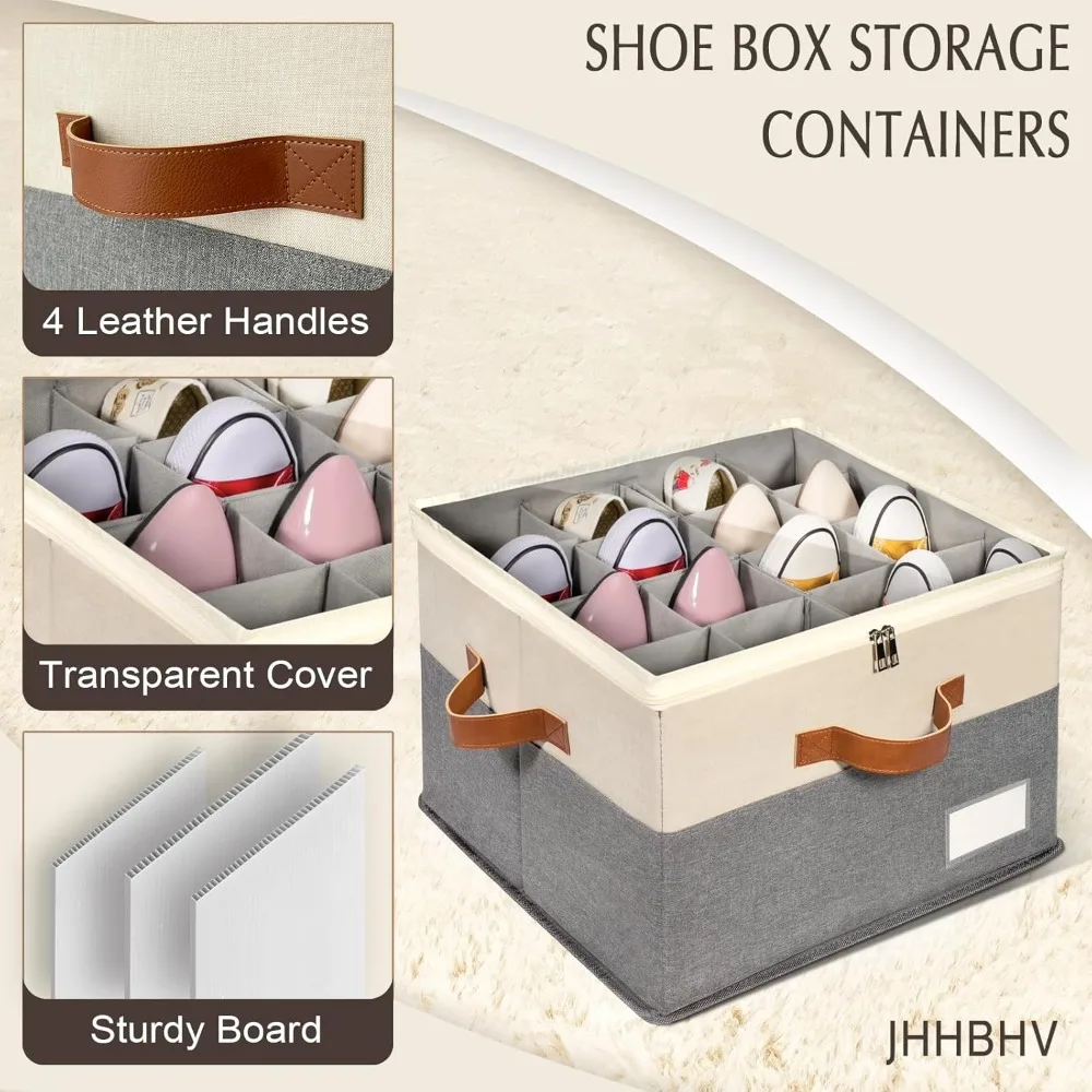Space-Saving Adjustable Shoe Rack Organizer with Clear Lid for Closet Storage