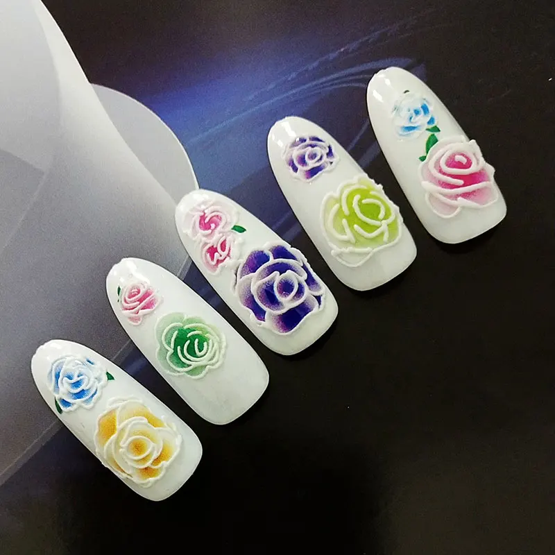 5D Summer Nail Art Decoration Stickers Embossed Glamor Snowflake French Nail Designs Gel Polish Nail Art Decals