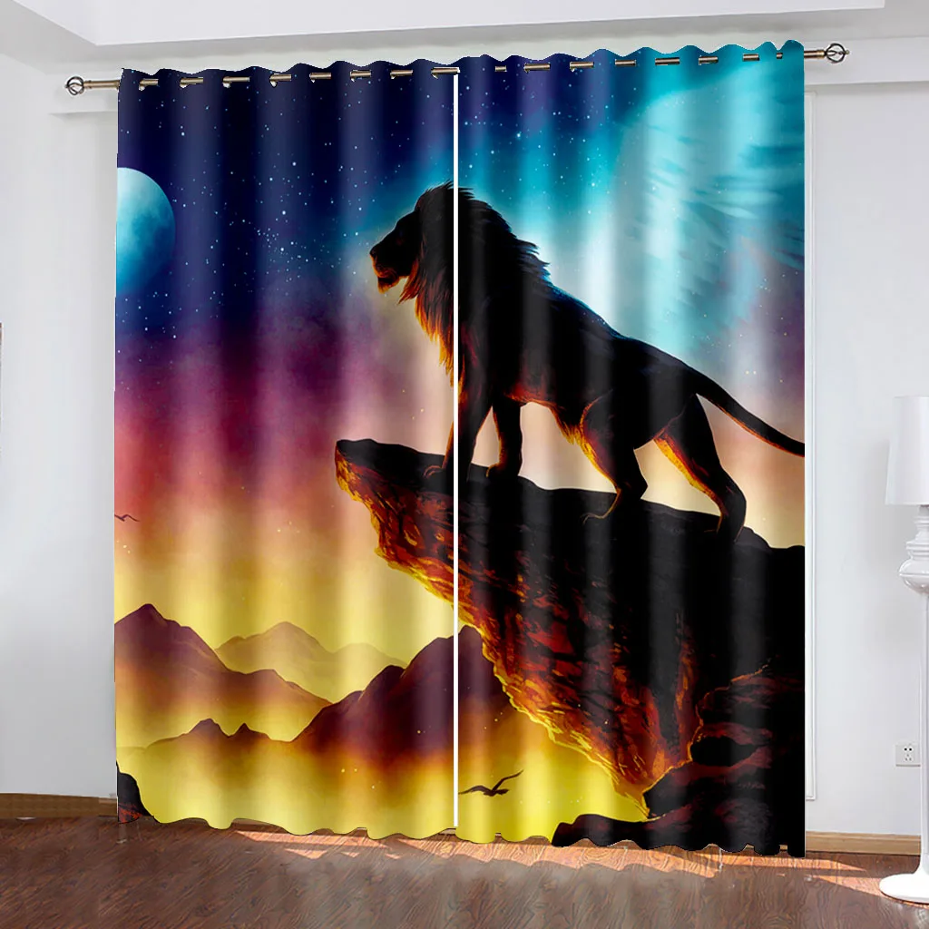 Photo animal curtains Light Filtering Drapes Window Curtains for Living Room Bedroom 2 Pieces Decor cortinas