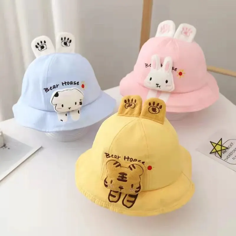 Cartoon Animal Ears Baby Bucket Hat Cute Soft Cotton Infant Boy Girl Fisherman Cap Casual Toddler Kids Sun Hats