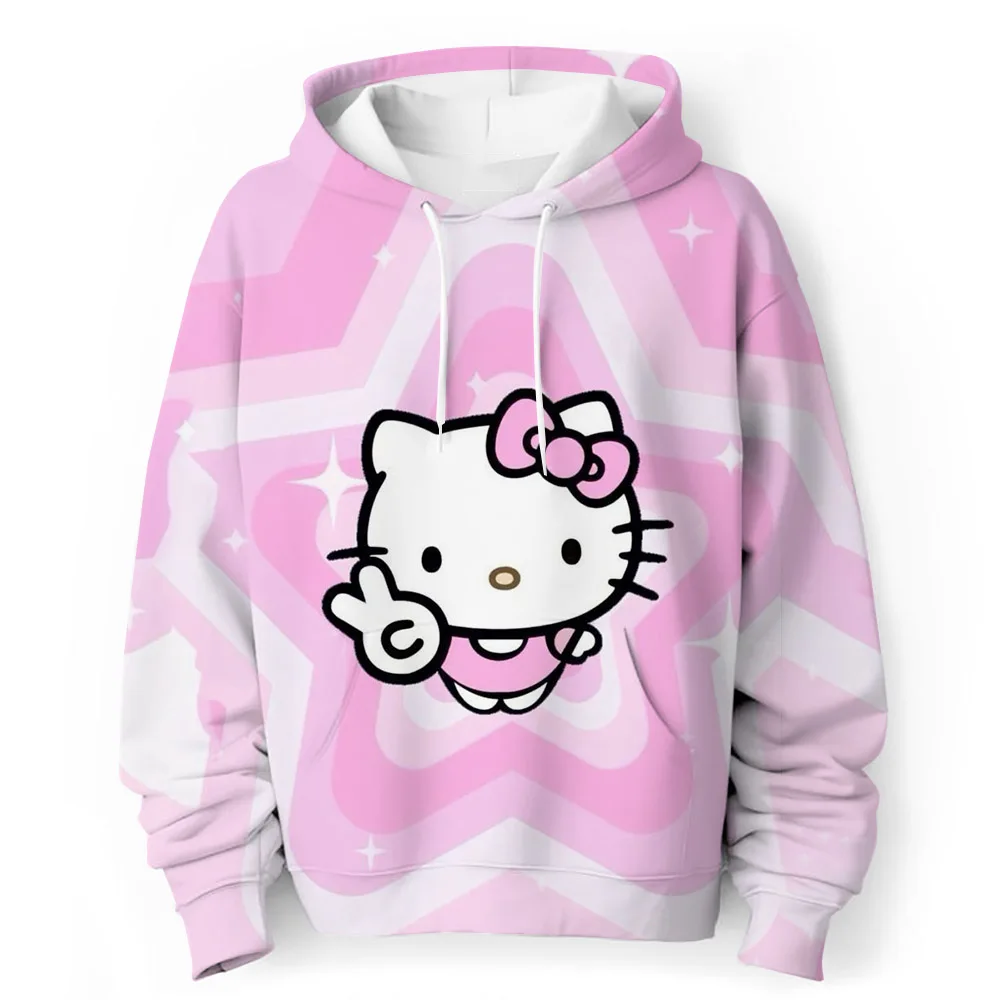 Sanrio HELLO KITTY Hoodie Children Fun Graphic Pullover Adult Kids Casual Hooded Clothing Boys Girls Fashion Trend Coat with Hat