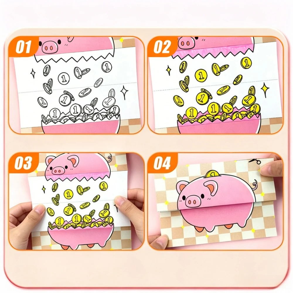 Creative Folding Painting Children's Drawing Book Art Cartoon Animal Plant Handmade Origami Graffiti Coloring Books
