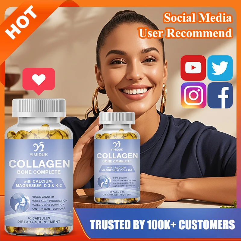 

Yimiduk Collagen Bone Complete Supplement, with Magnesium, for Boost Energy, Bone Growth, Antioxidant, Improve Immunity, Non-GMO