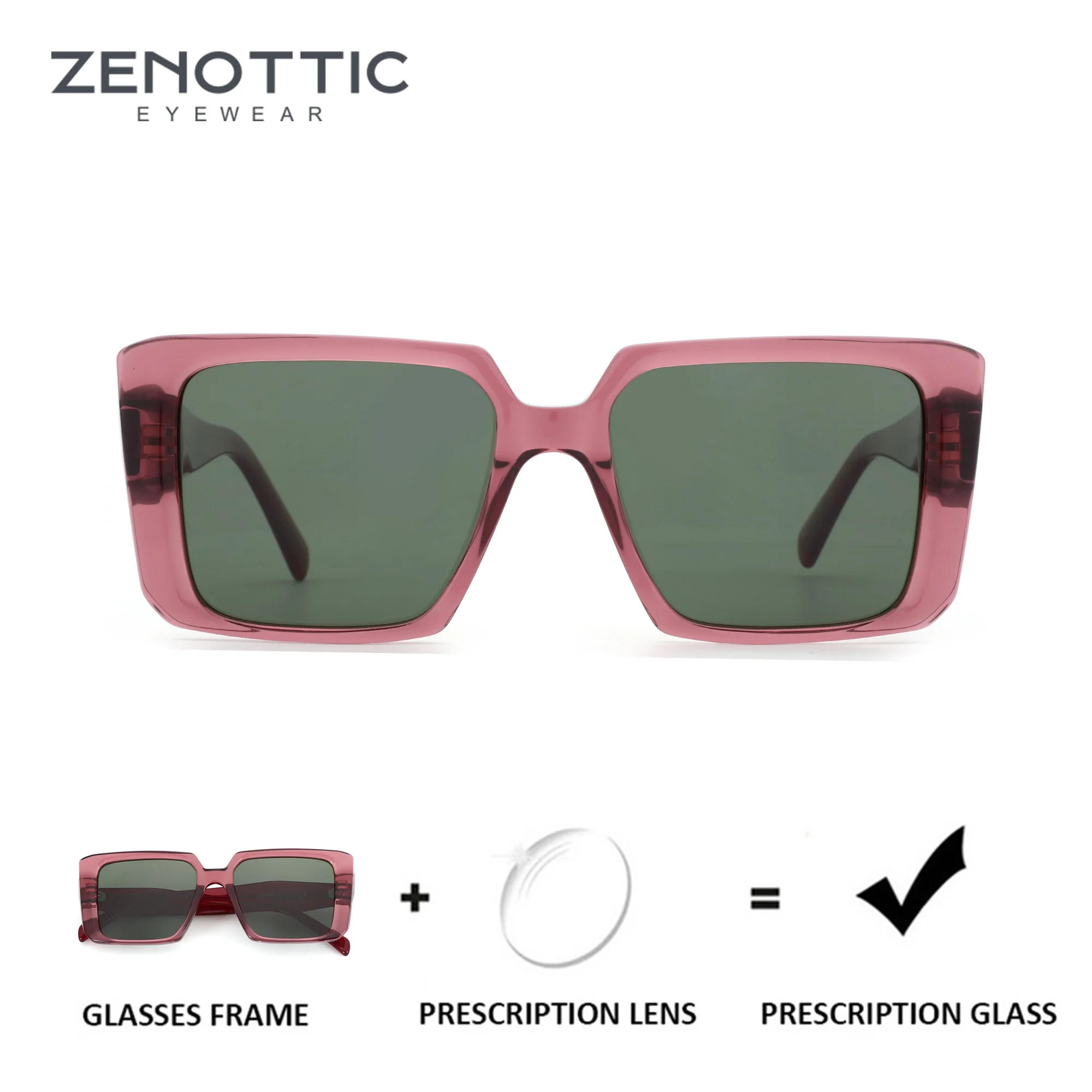 

ZENOTTIC（XS Size）Fashion Womens Acetate Polarized Sunglasses Prescription UV400 Rectangle Optical Sun Glasses