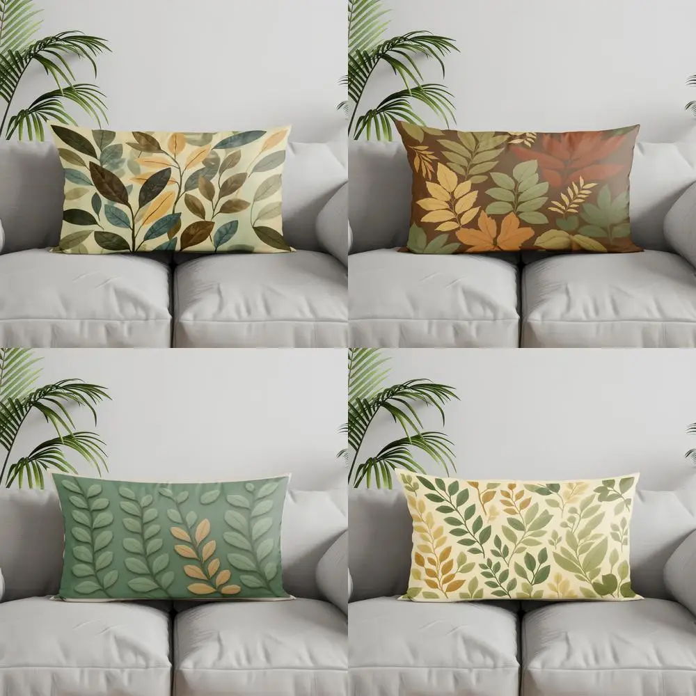 Home Decor Leafy Pattern Rectangle Pillow Cover Suitable For Sofa Bedroom Car Pillow Cover Cushion Rectangular Back Cushion