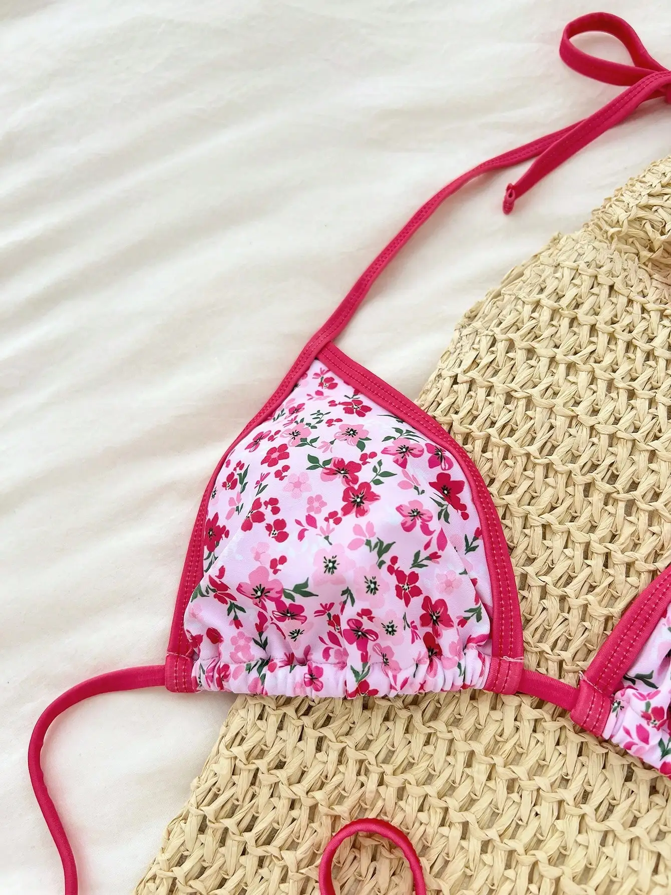 Bikini Dua Potong Wanita Leher, Bra Suspender, Bawahan V, Pakaian Renang dan Pakaian Wanita