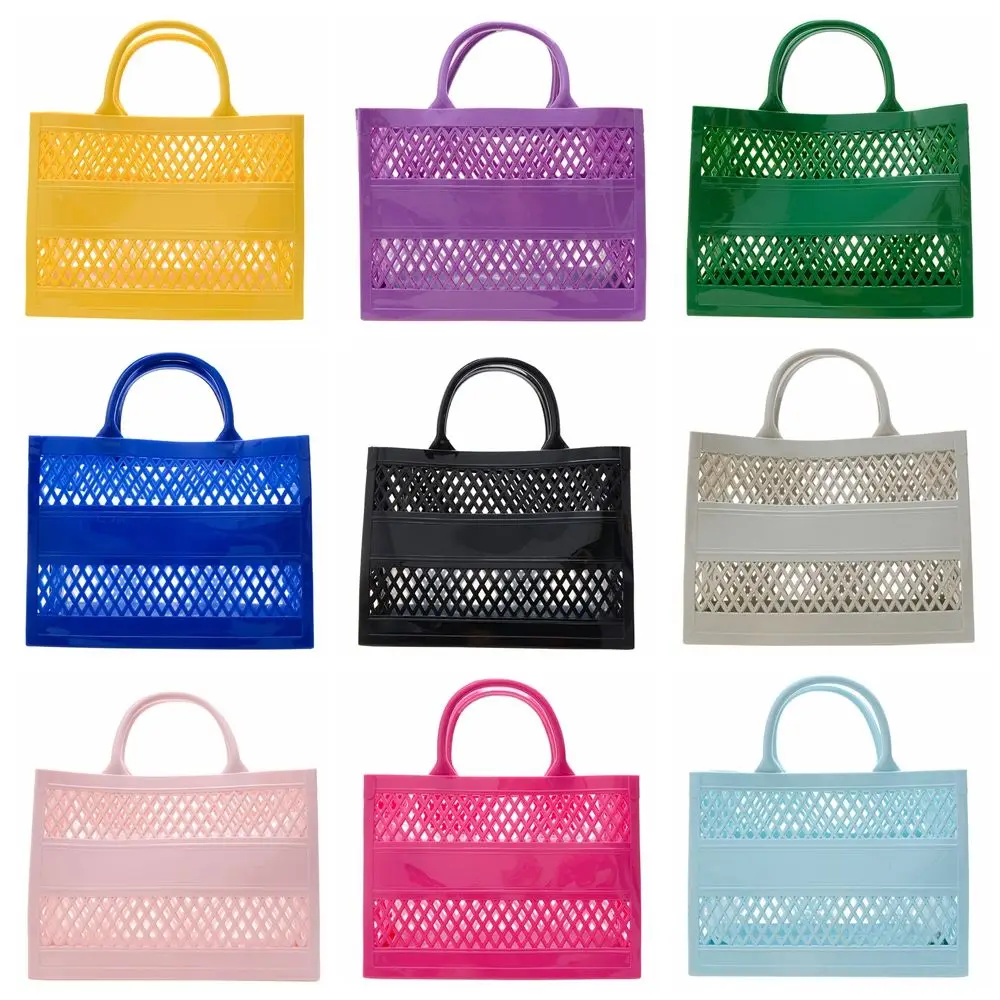 New Protable Large Capacity Summer Shopping Basket Handbag Jelly Bag Shoulder Bag Beach Bag